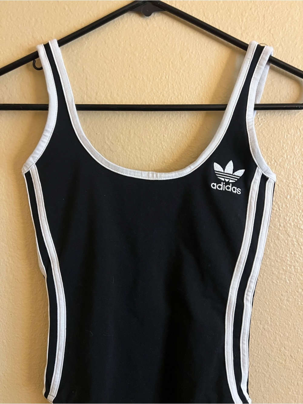 adidas Black Bodysuit with White Trim XS